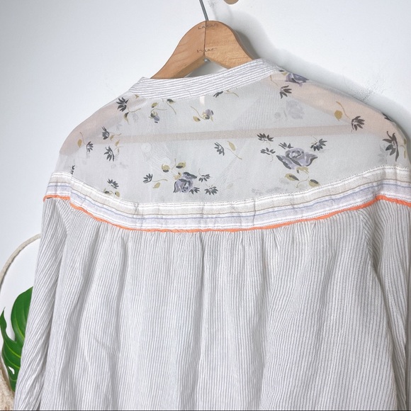 Free People Hearts & Colors Neutral Oversized Flowy Western Rodeo Top - Picture 7 of 16